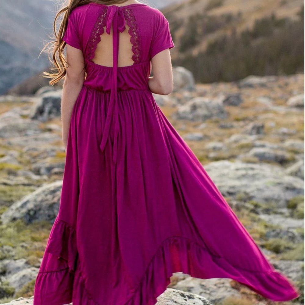 BRAELYN DRESS IN BERRY Joyfolie mia Joy Boho Maxi Dress girls size 12 EUC